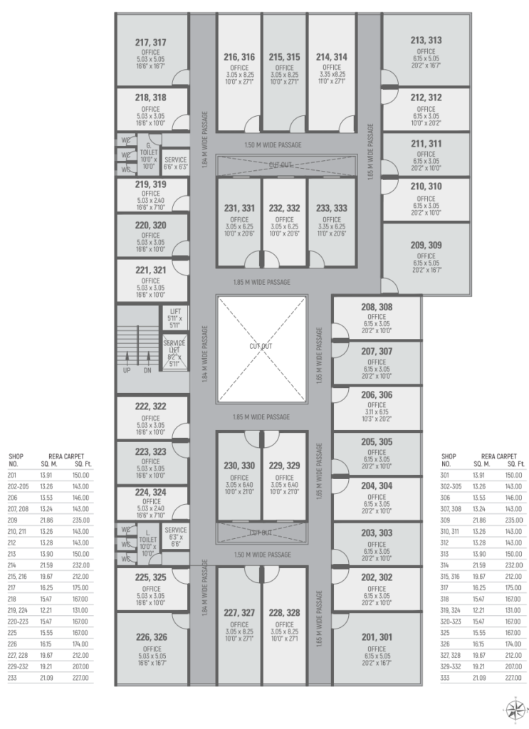 Commercial Building Second & Third Floor Plan